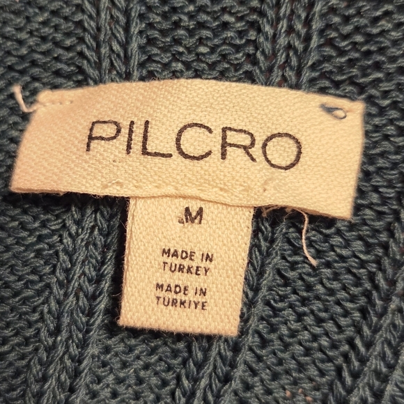 Pilcro Quarter Zip Sweater Dress Ribbed Knit Blue Green Medium Anthropologie - Picture 5 of 9